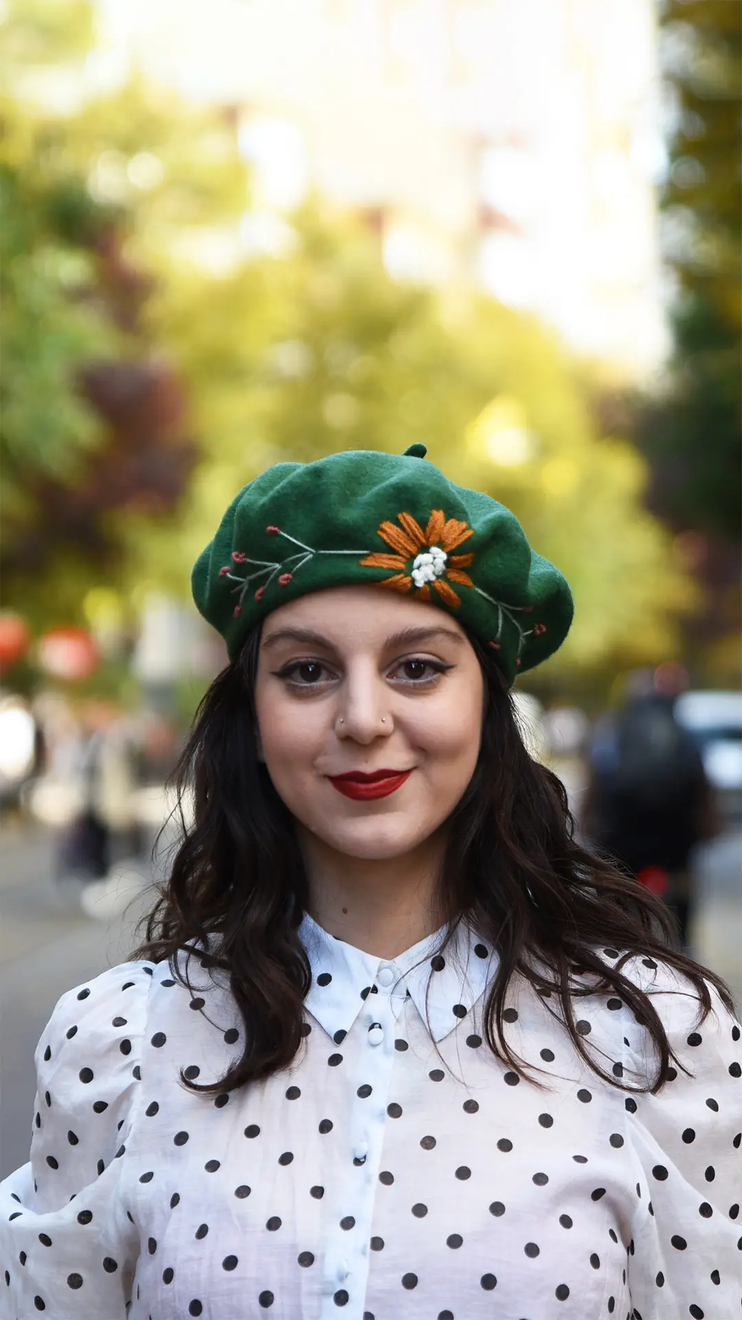 Keçe El İşlemeli Bere Yeşil