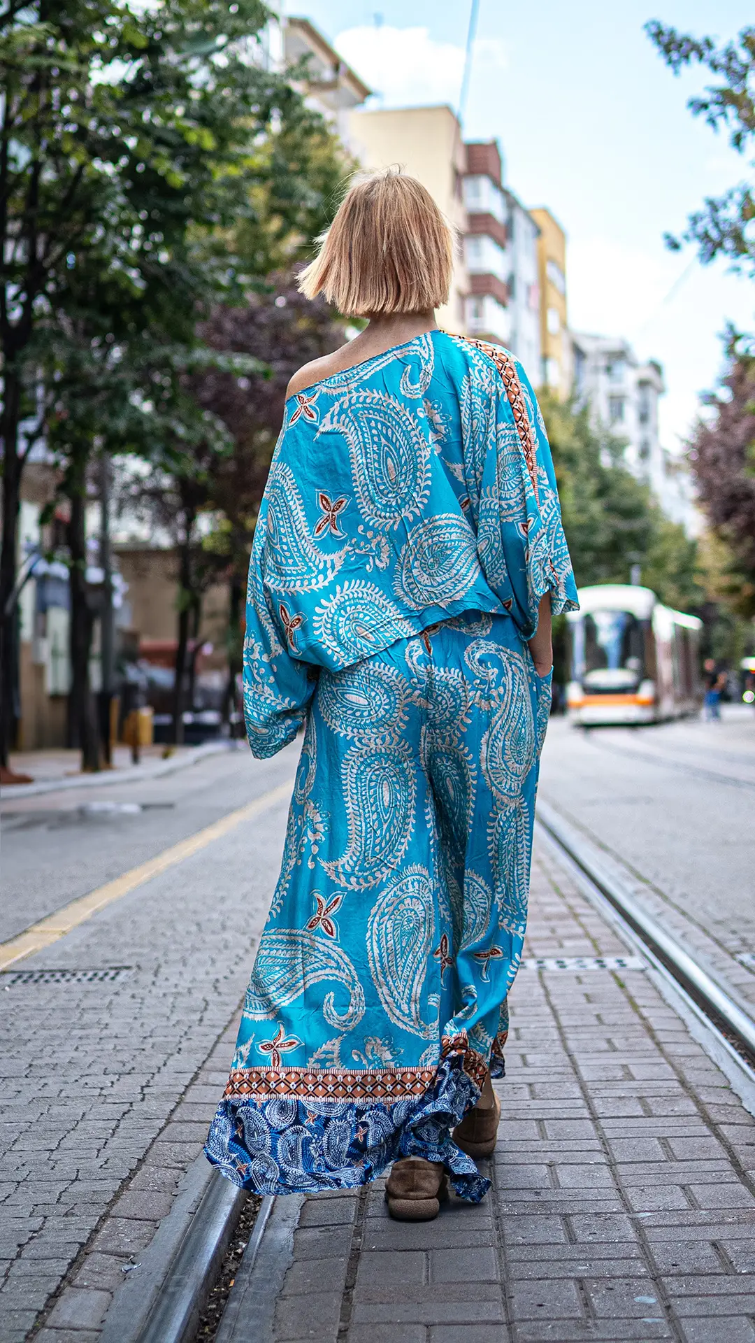 Şal Desenli İpek Takım