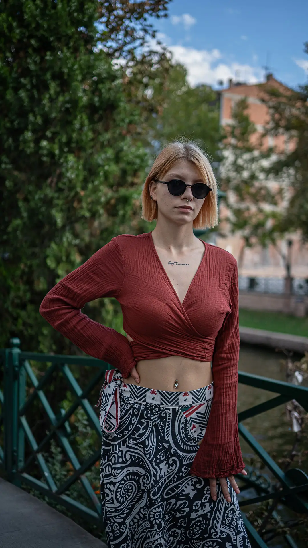 Müslin Bağlamalı Bluz Kiremit