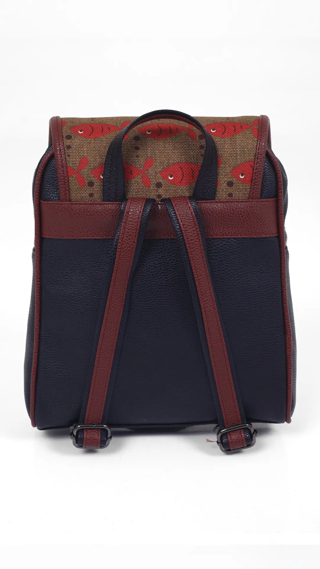 Karamık Desenli Kapaklı Sırt Çantası (Siyah)