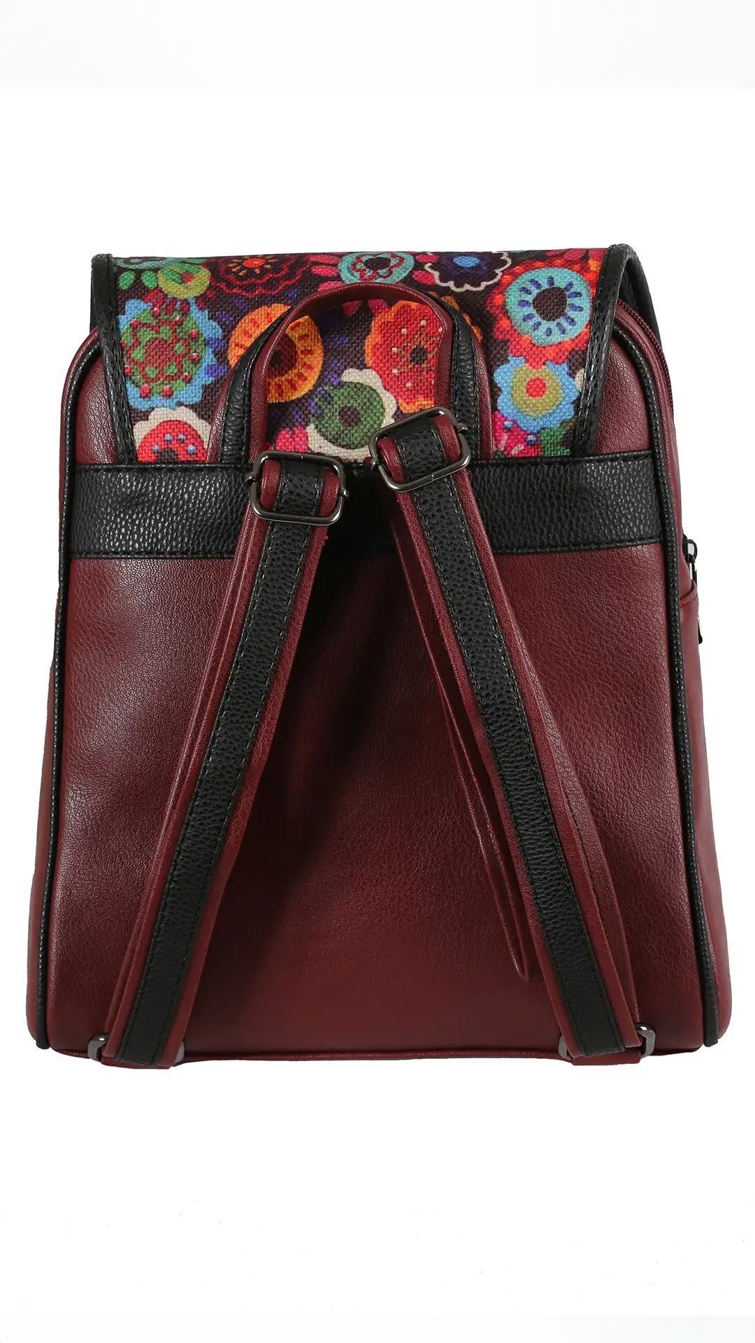 Köpekler Desenli Kapaklı Sırt Çantası (Bordo)