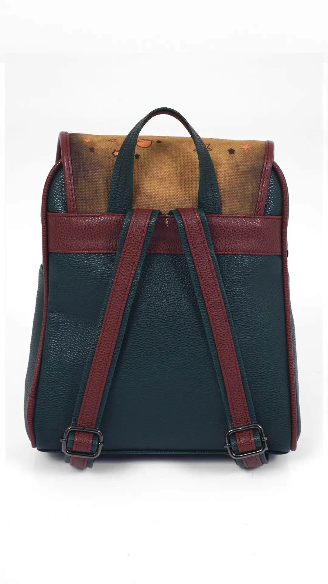 Küçük Prens ve Koyunu Desenli Kapaklı Sırt Çantası (Yeşil)