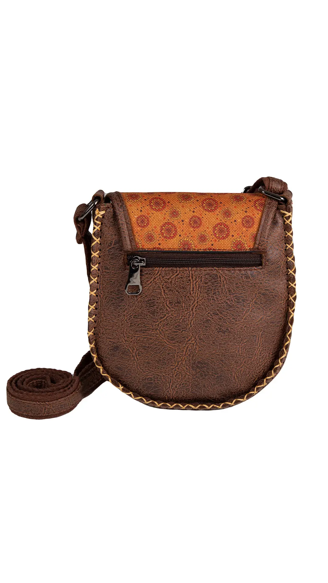 Örgülü Çapraz Rakun Detaylı Çanta (Kahve)