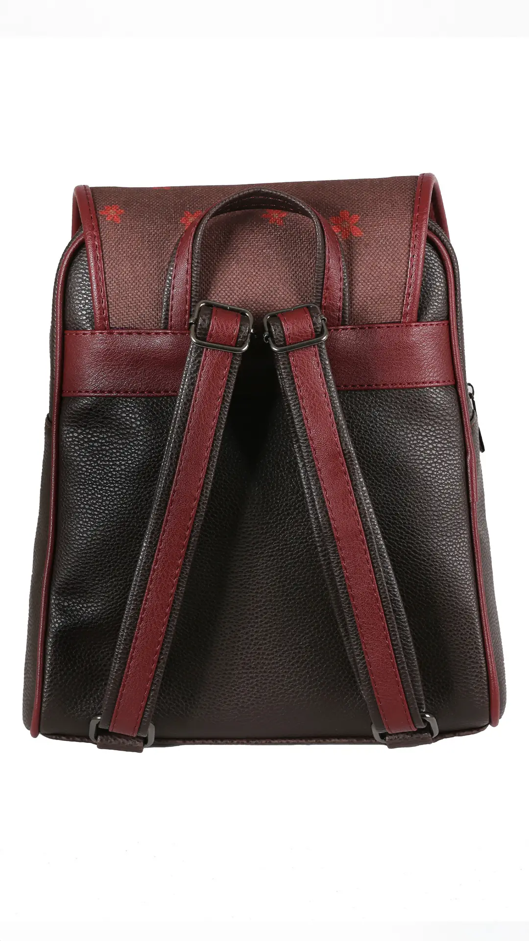 Fox ve Köpek Desenli Kapaklı Sırt Çantası (Kahve)