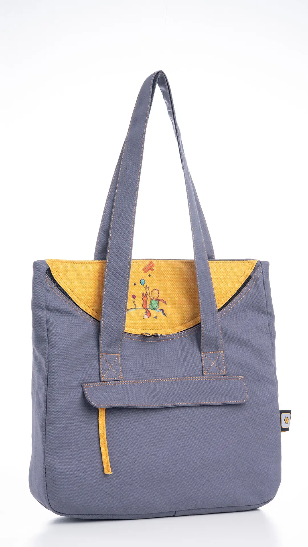 Küçük Prens Desenli Kol Çantası Gri