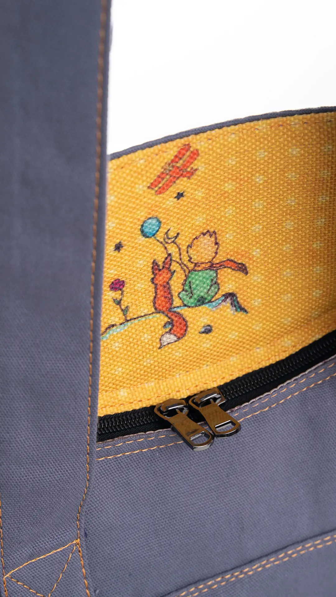 Küçük Prens Desenli Kol Çantası Gri