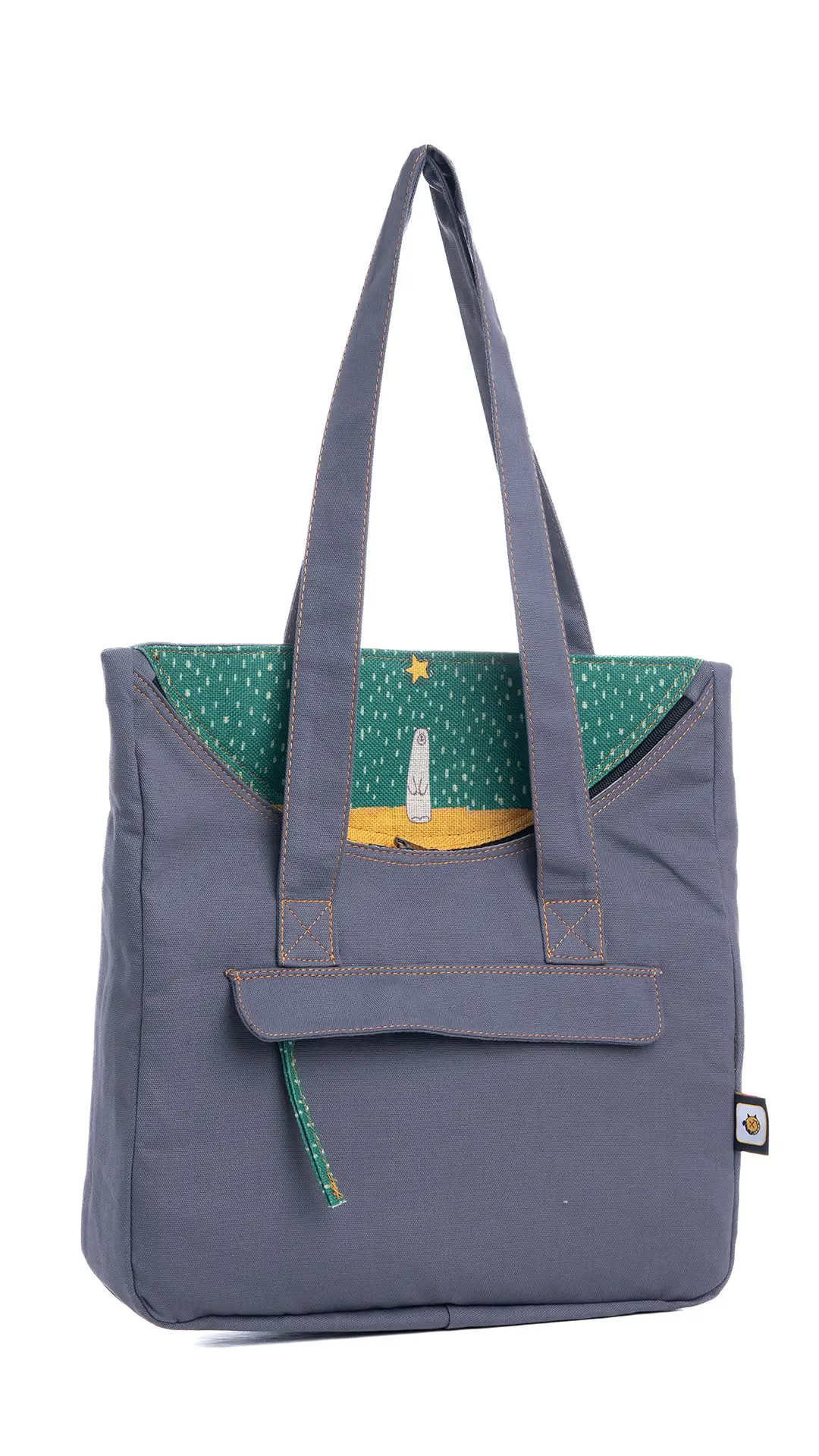 Kutup Ayısı Desenli Kol Çantası Gri