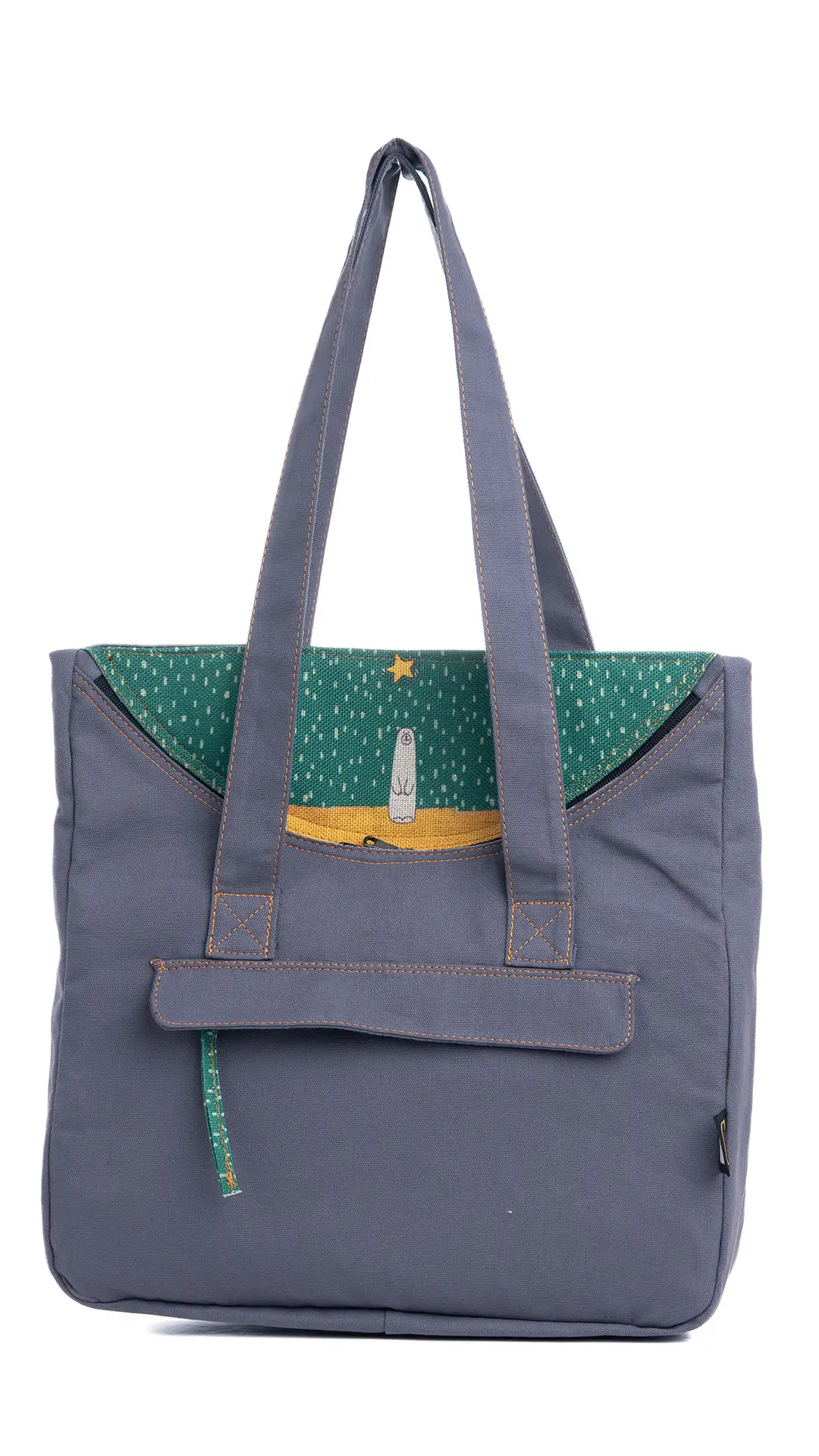 Kutup Ayısı Desenli Kol Çantası Gri