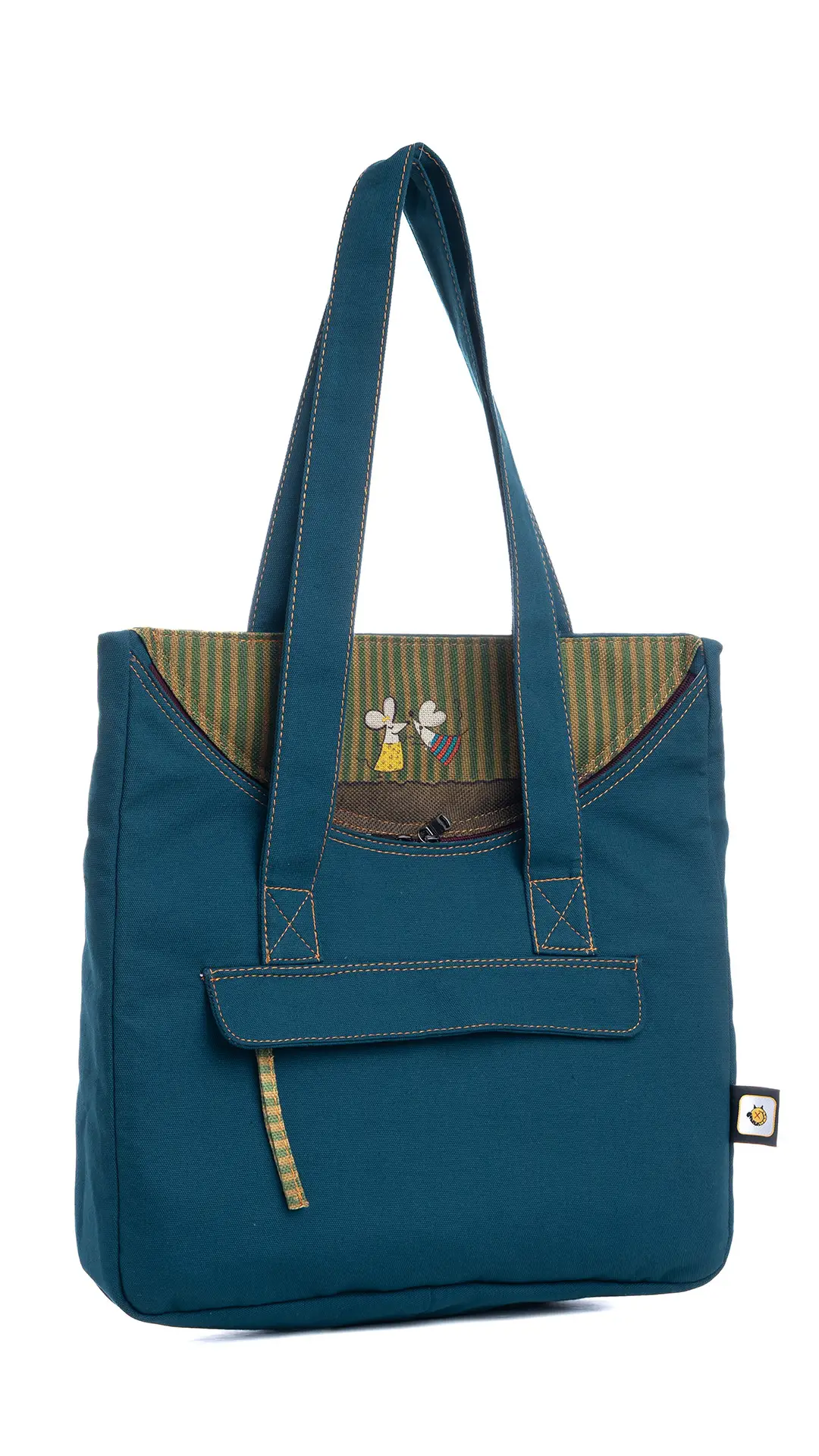 Fare Desenli Kol Çantası Mavi