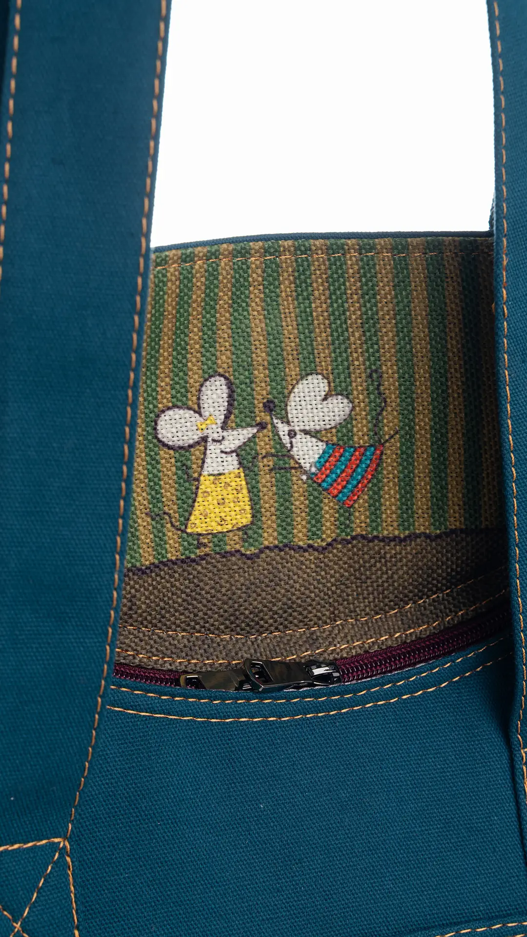 Fare Desenli Kol Çantası Mavi