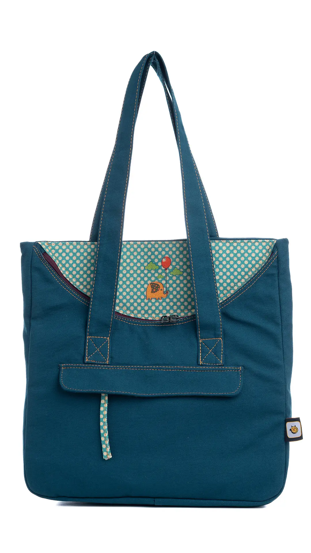 Fil Desenli Kol Çantası Mavi