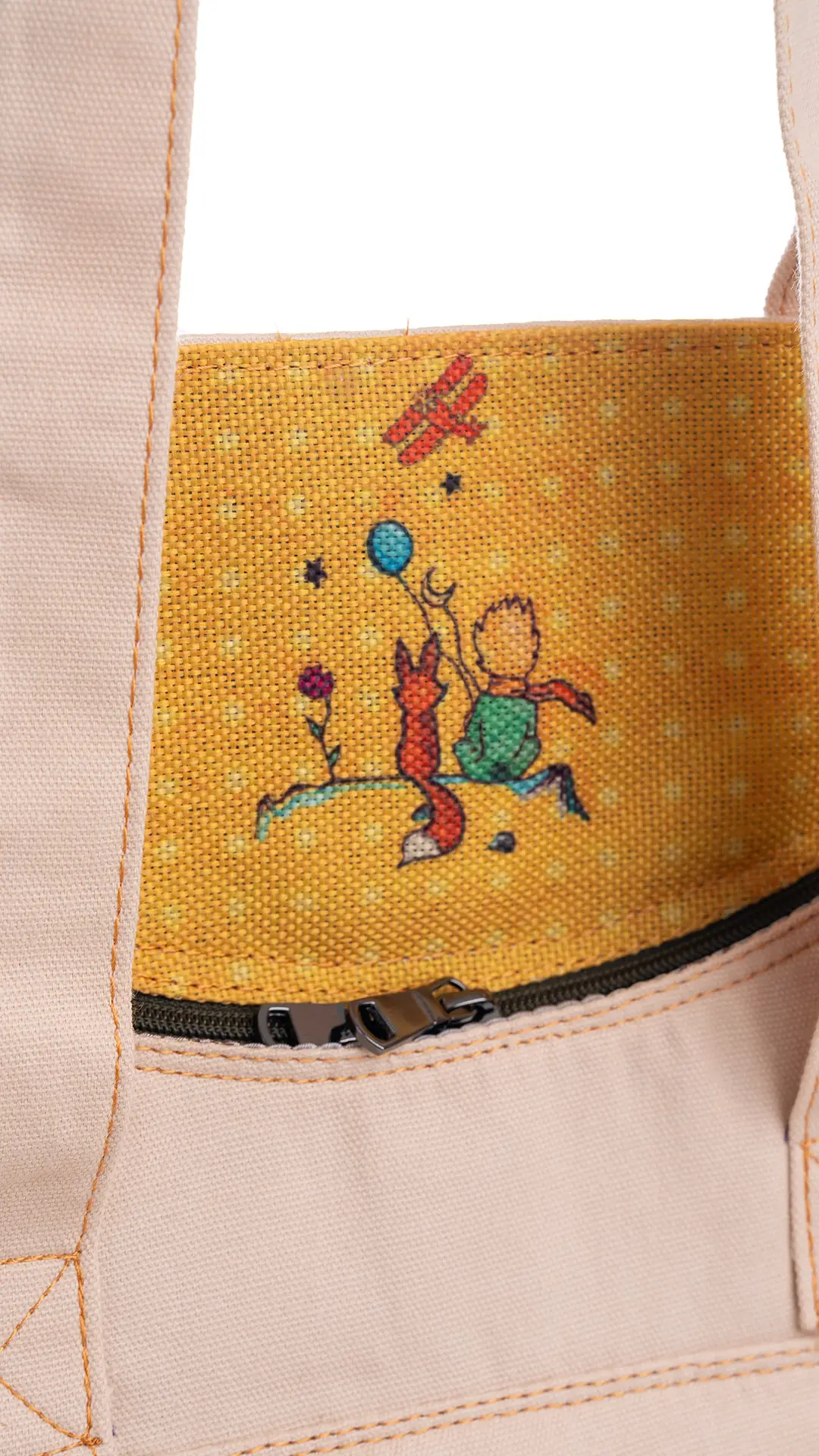 Küçük Prens Desenli Kol Çantası Krem