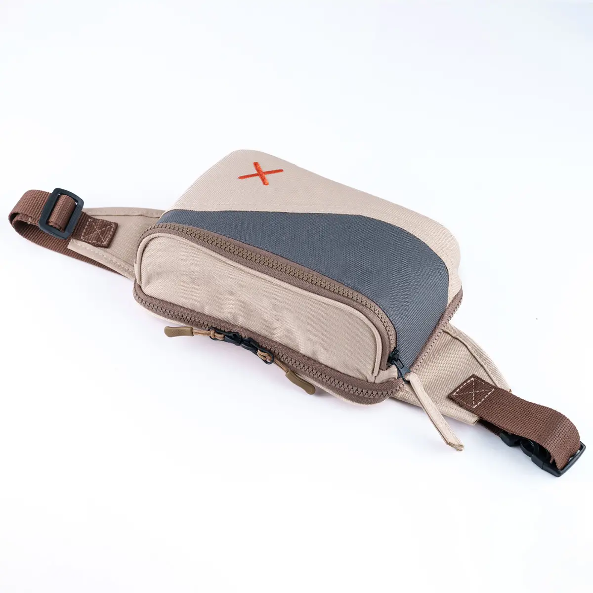 Cream-Grey Simple Bel Çantası