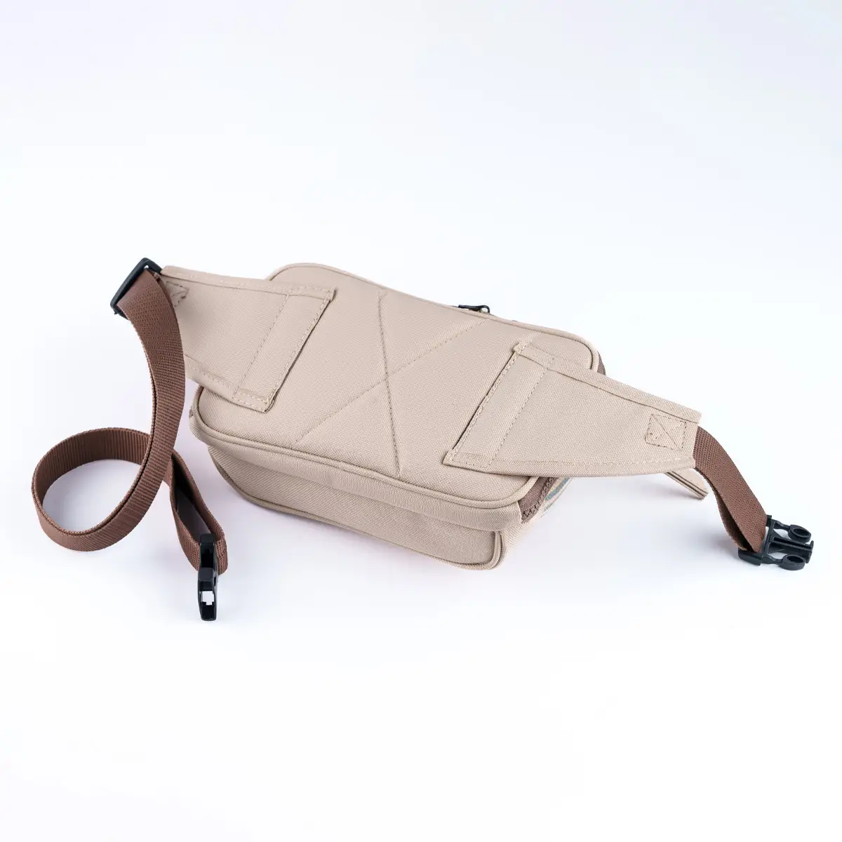 Cream-Grey Simple Bel Çantası