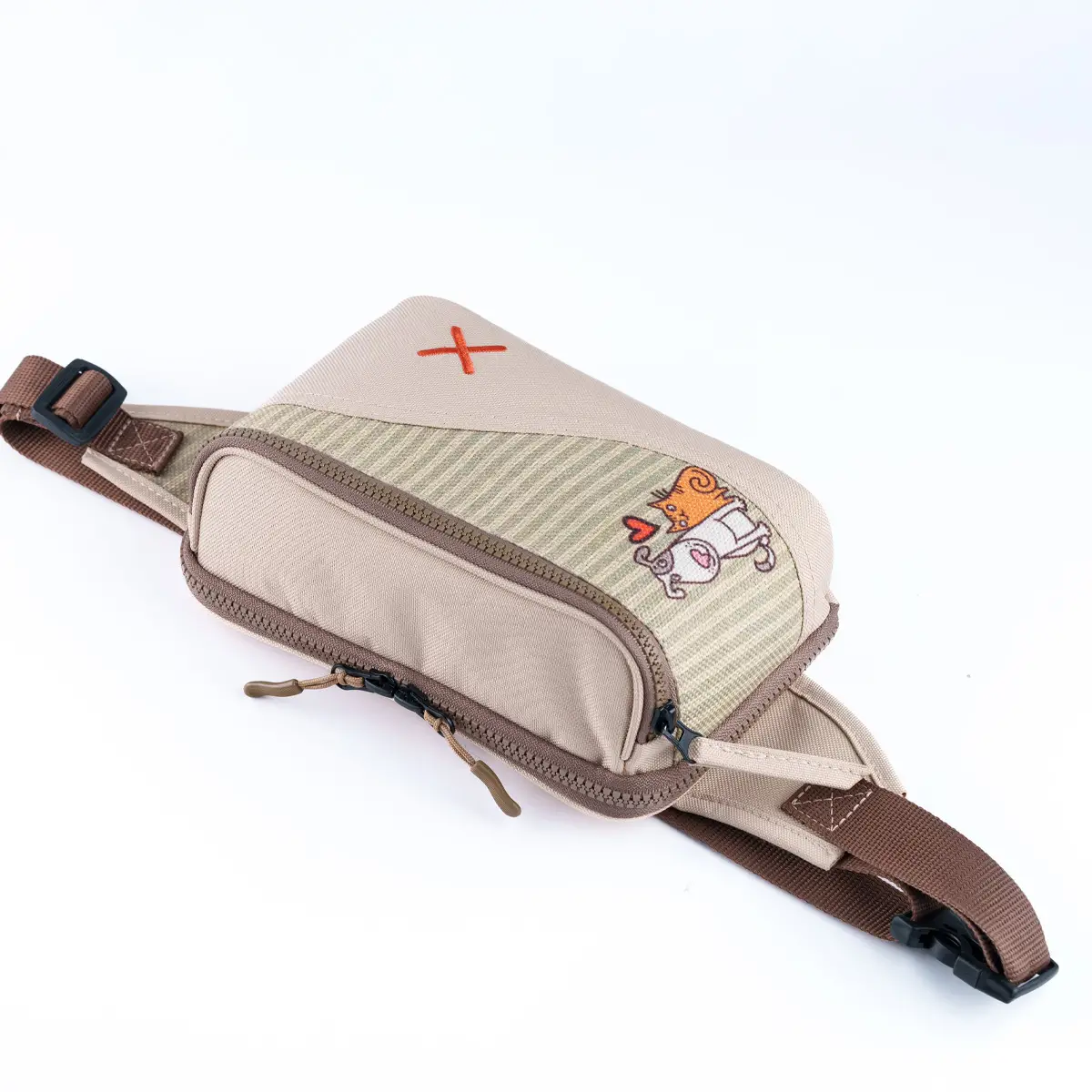 Cream Cat&Dog Love Bel Çantası