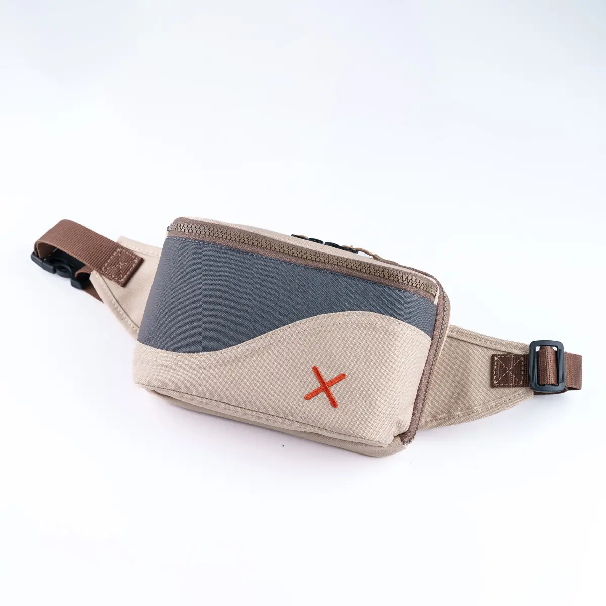 Cream-Grey Simple Bel Çantası