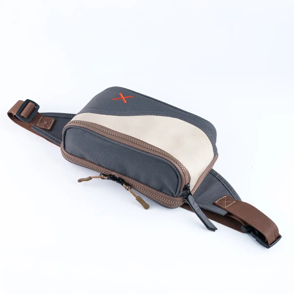 Grey-Cream Simple Bel Çantası