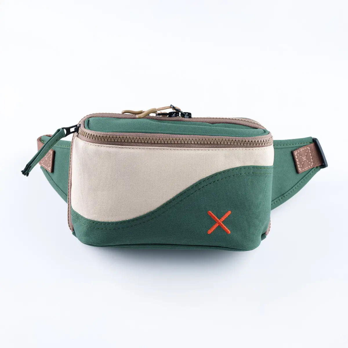 Green-Cream Simple Bel Çantası