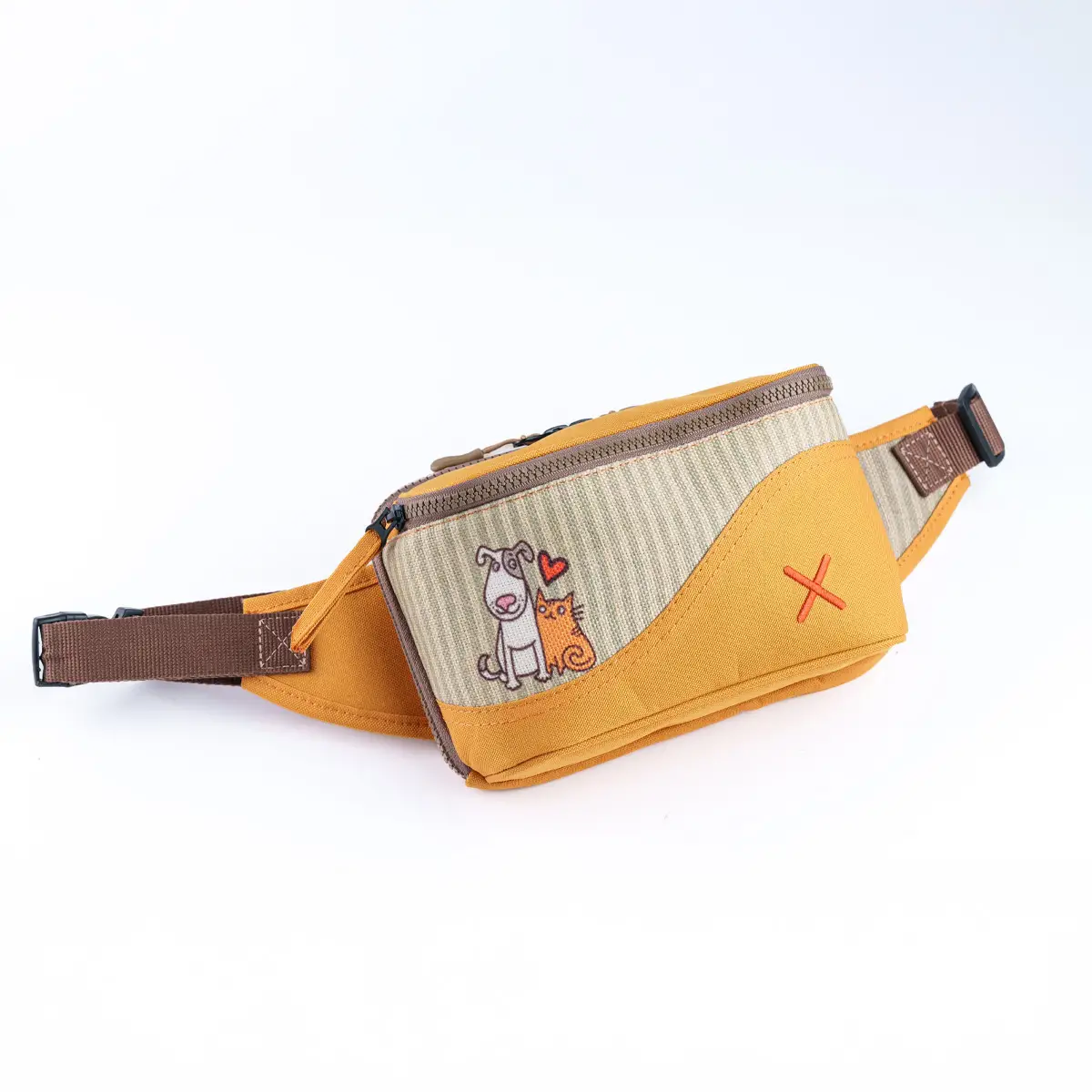 Yellow Cat&Dog Love Bel Çantası