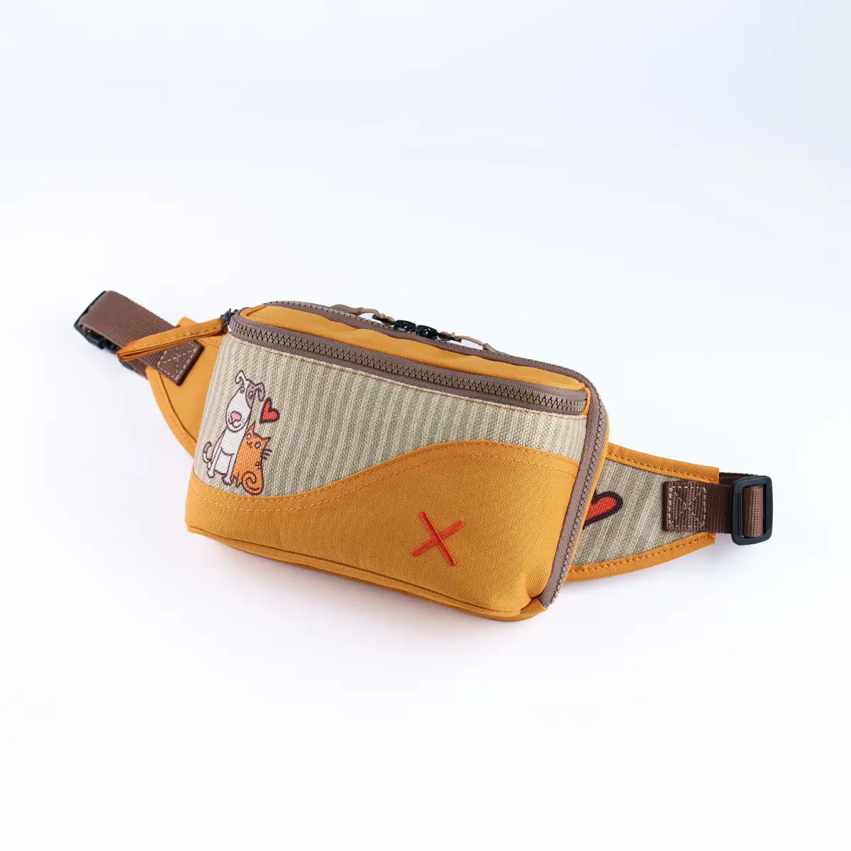 Yellow Cat&Dog Love Bel Çantası