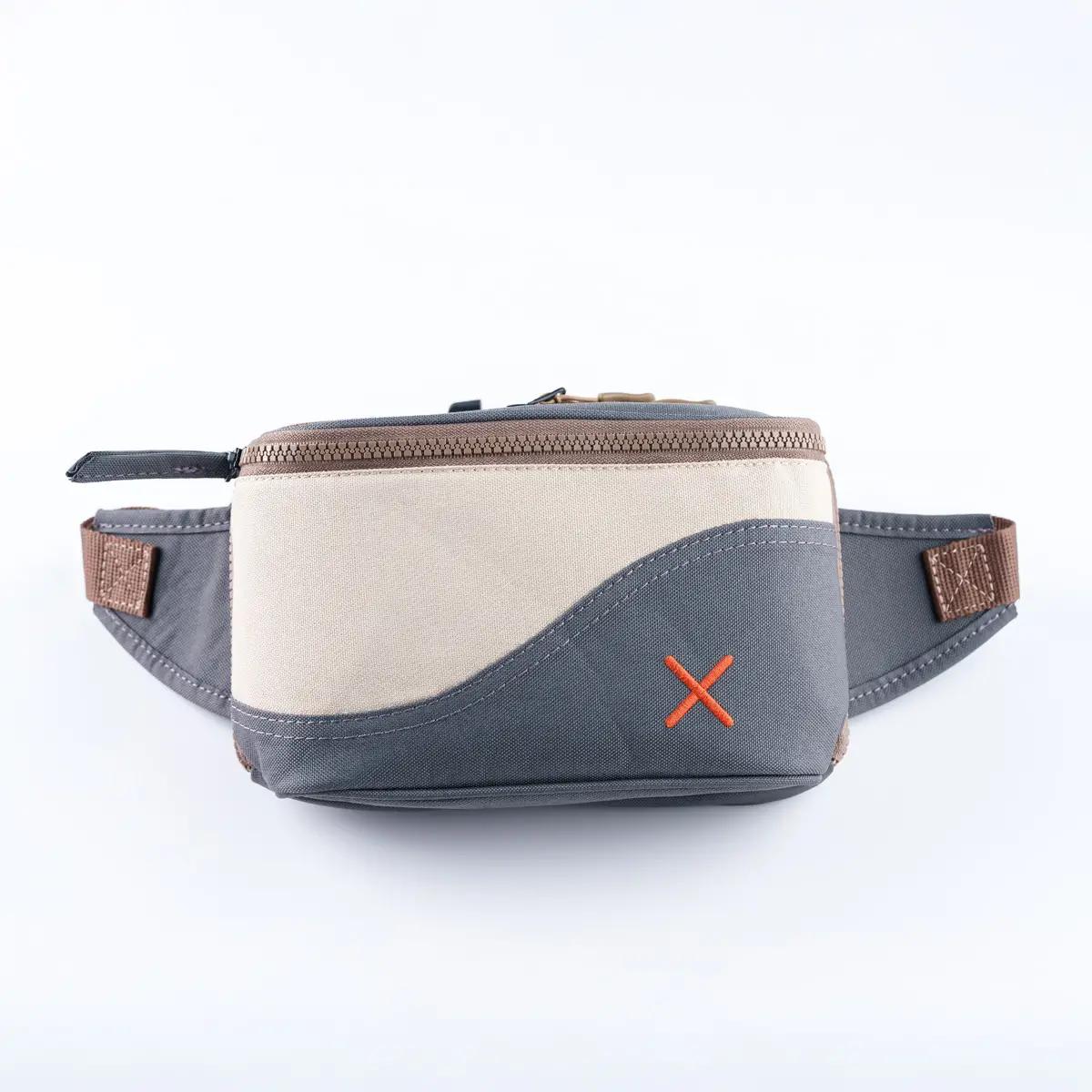 Grey-Cream Simple Bel Çantası