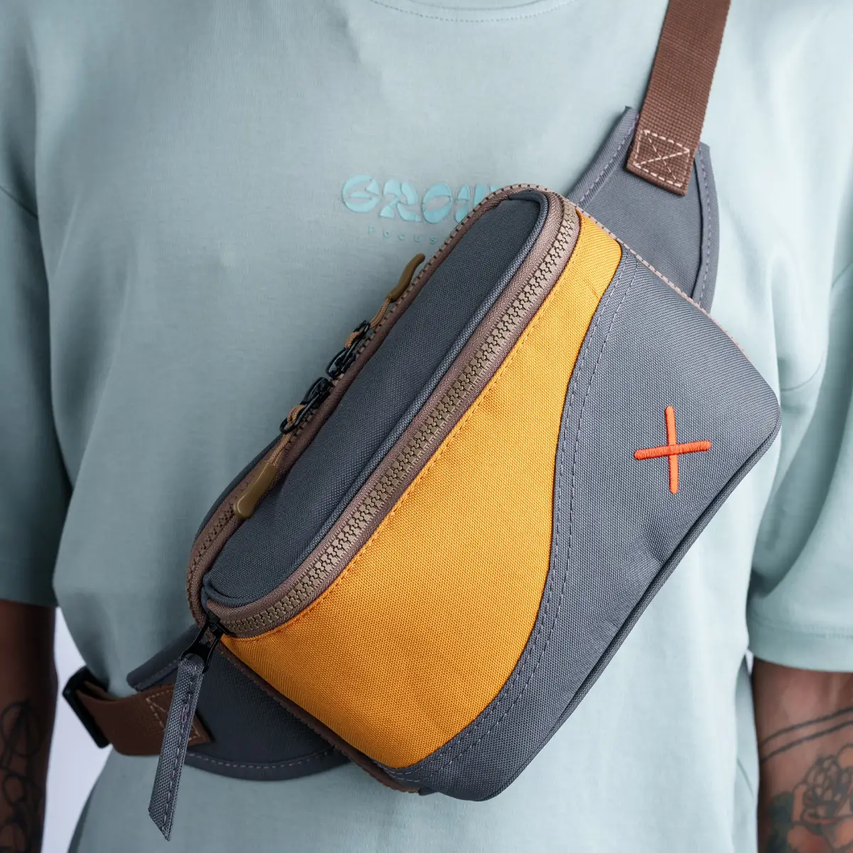 Grey-Yellow Simple Bel Çantası