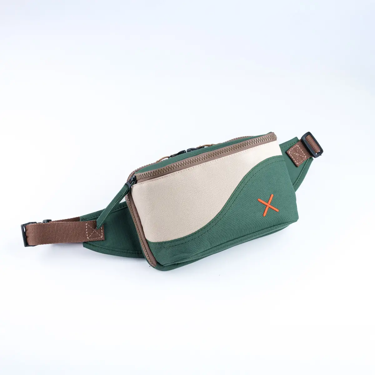 Green-Cream Simple Bel Çantası