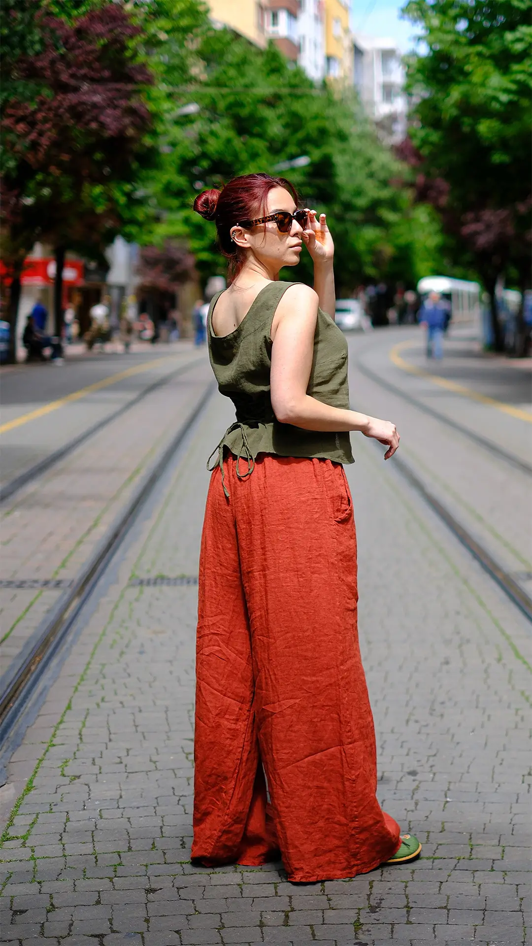 Keten Pantolon Kiremit