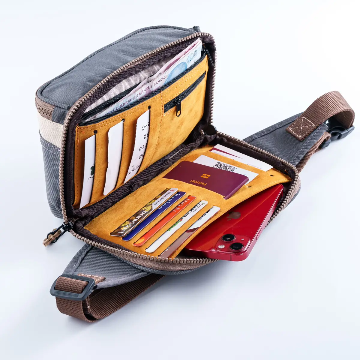 Pink-Cream Simple Bel Çantası