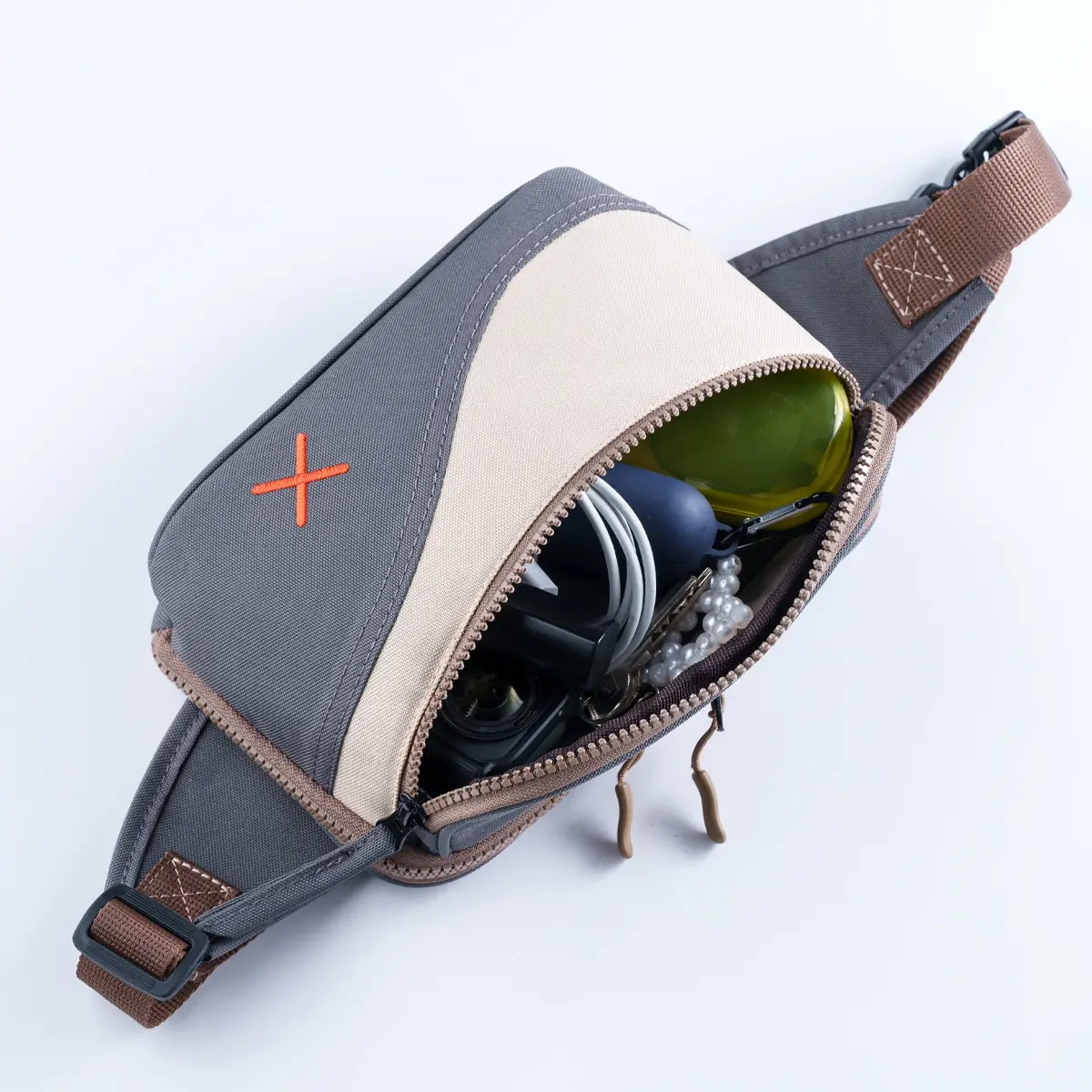 Grey-Yellow Simple Bel Çantası