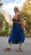 Uzun Kollu Desenli Bohem Bluz