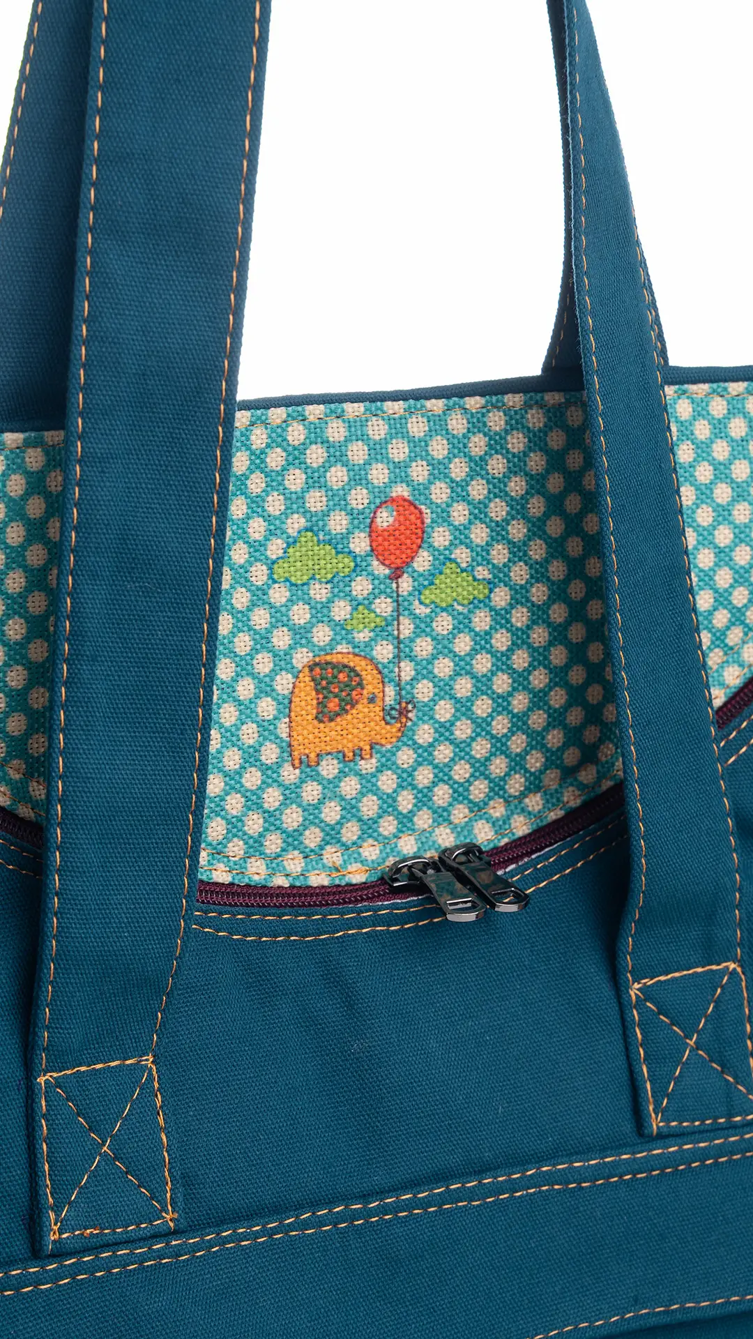 Fil Desenli Kol Çantası Mavi