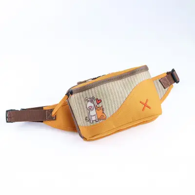 Yellow Cat&Dog Love Bel Çantası