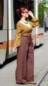 Kruvaze Çiçek Desenli Bluz