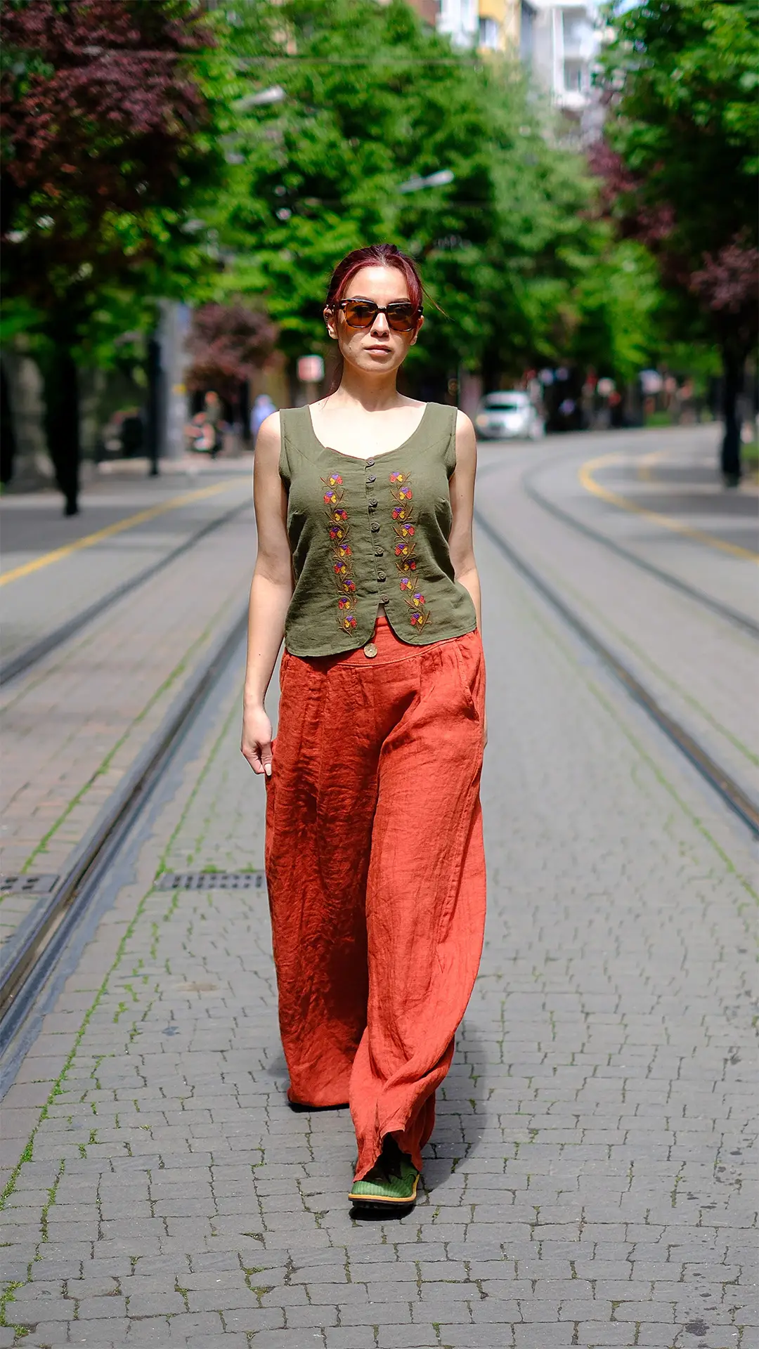 Keten Pantolon Kiremit