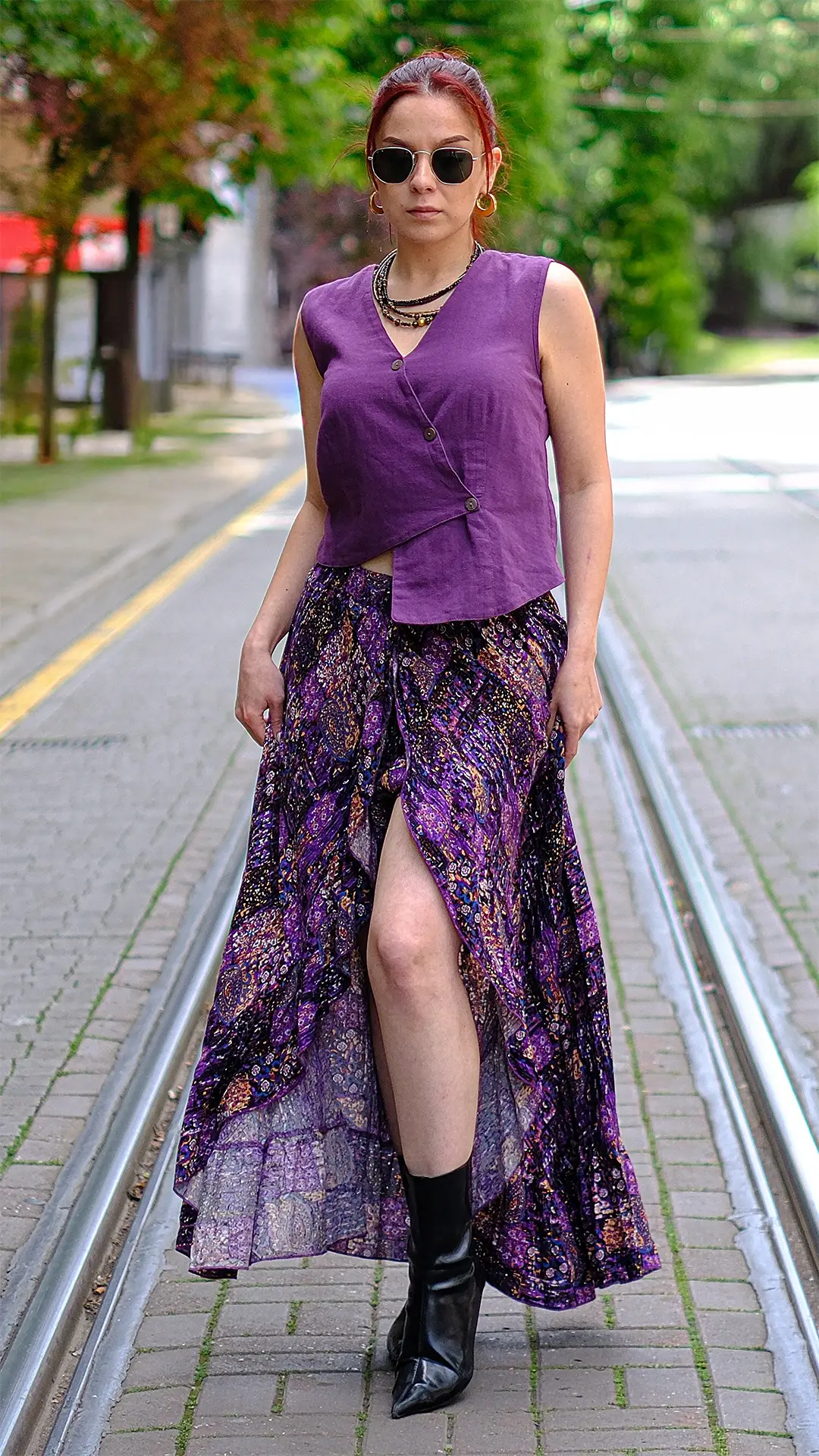 Asimetrik Yelek Görünümlü Bluz