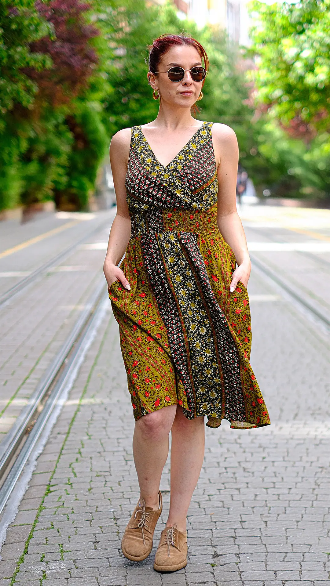 Robadan Mini Elbise Yeşil