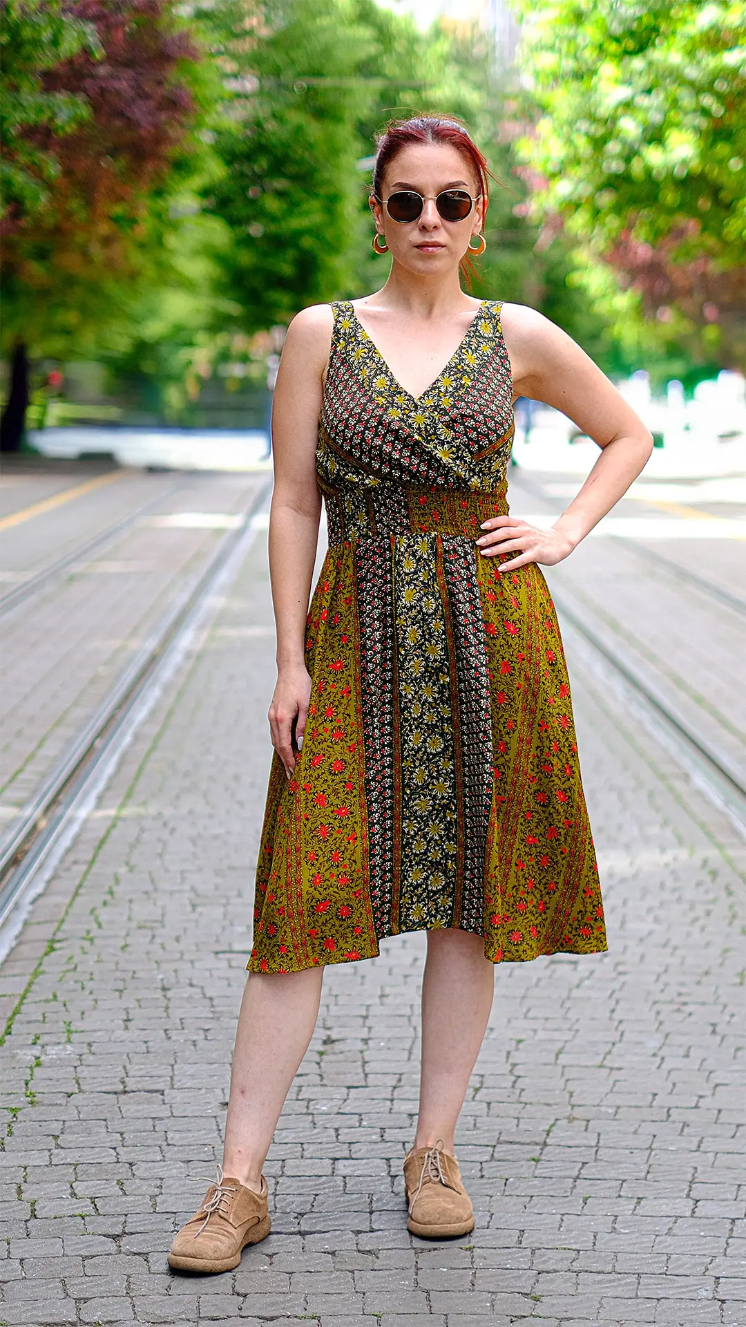 Robadan Mini Elbise Yeşil