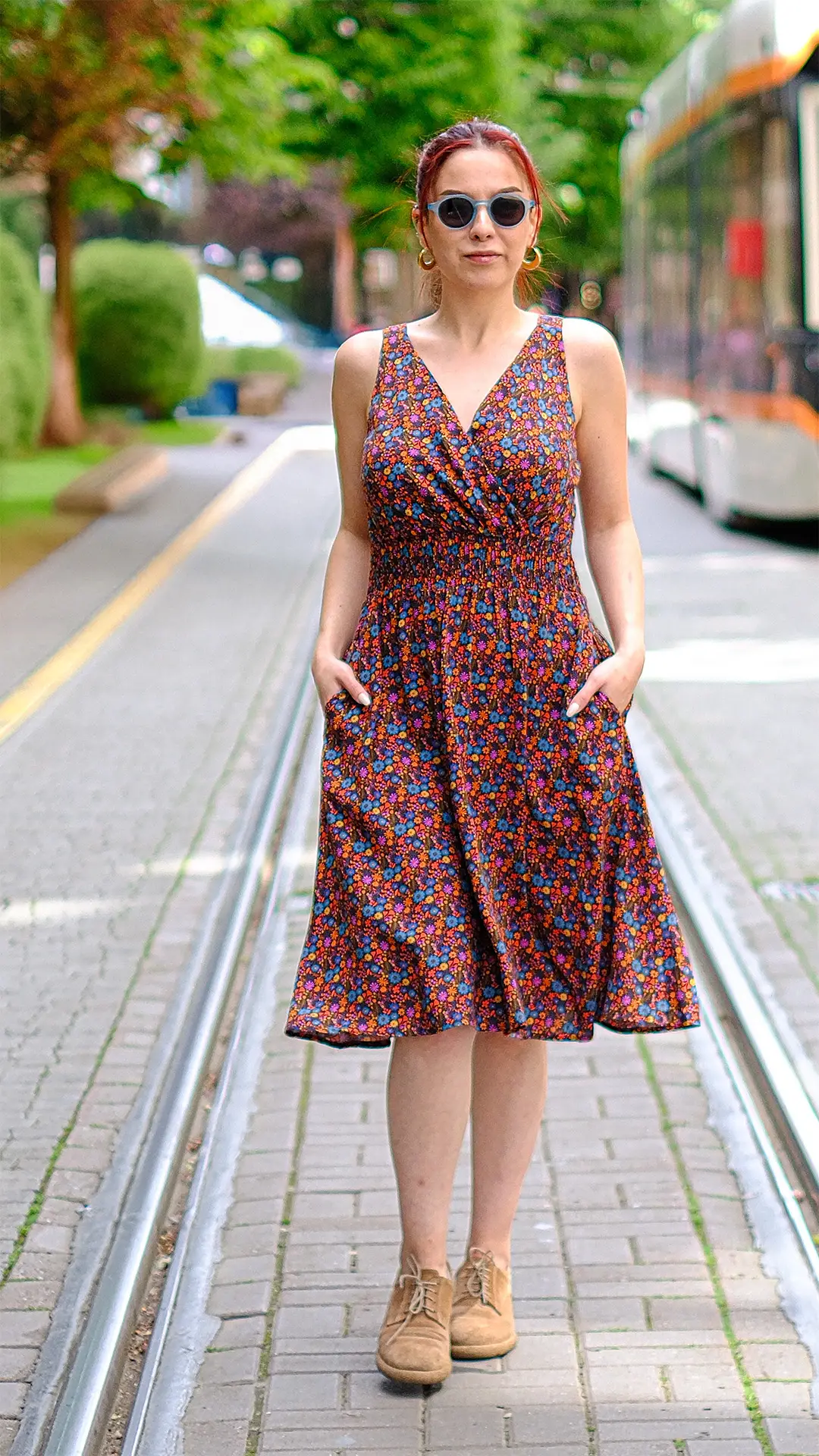 Robadan Midi Elbise Kahve