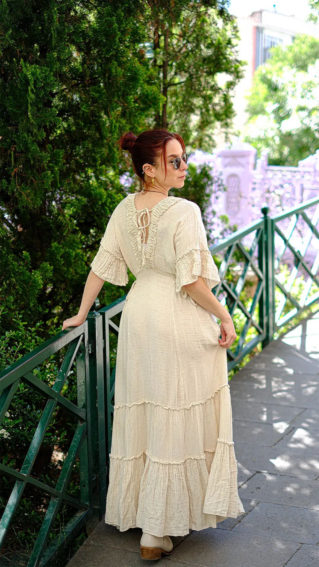 Müslin Kumaş Tasarım Uzun Elbise 