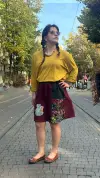 Kedi İşlemeli Tasarım Pazen Etek