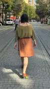 Kedi İşlemeli Tasarım Pazen Etek