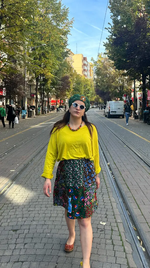 Kedi İşlemeli Tasarım Pazen Etek Kedi İşlemeli Tasarım Pazen Etek