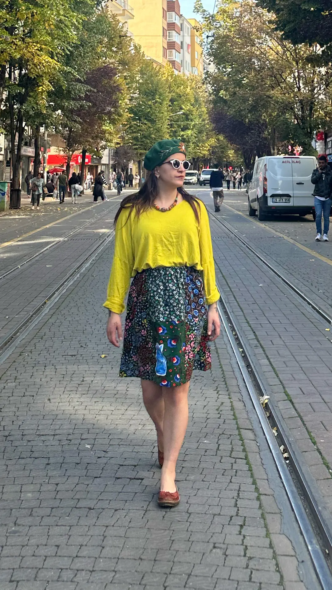 Kedi İşlemeli Tasarım Pazen Etek