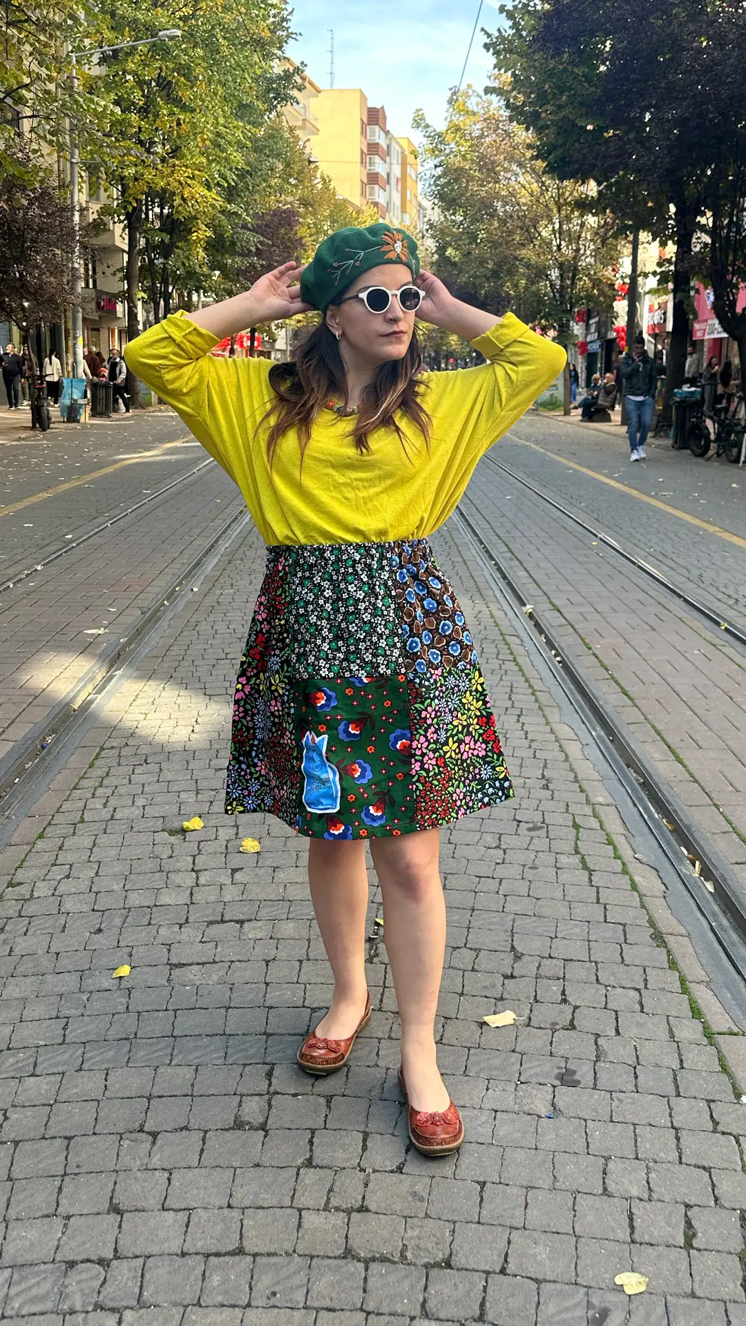 Kedi İşlemeli Tasarım Pazen Etek