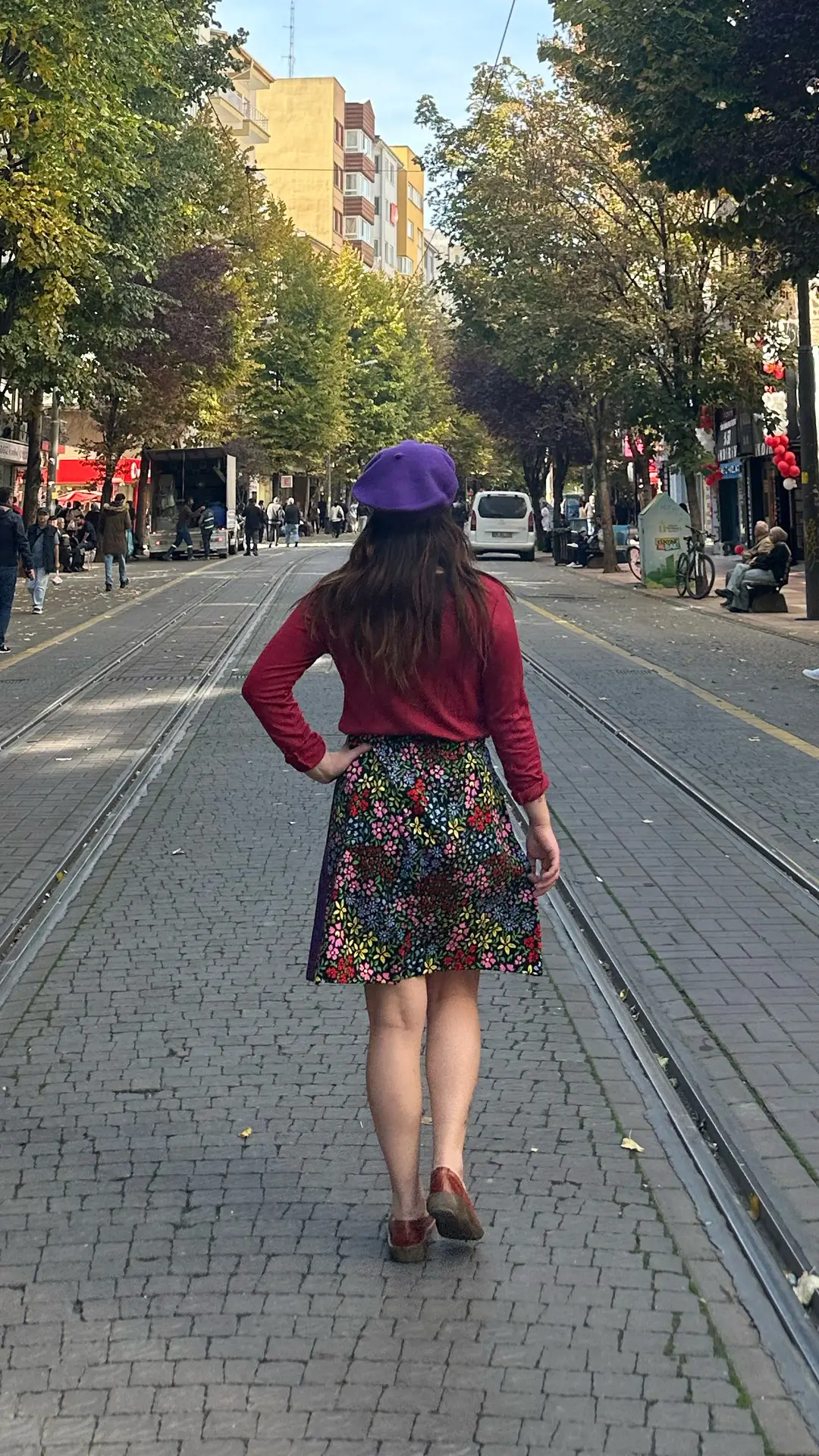 Kedi İşlemeli Tasarım Pazen Etek