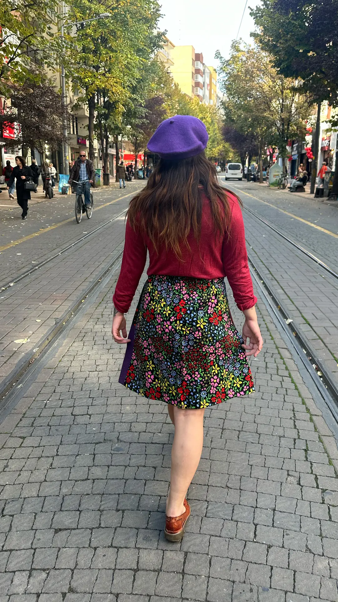 Kedi İşlemeli Tasarım Pazen Etek