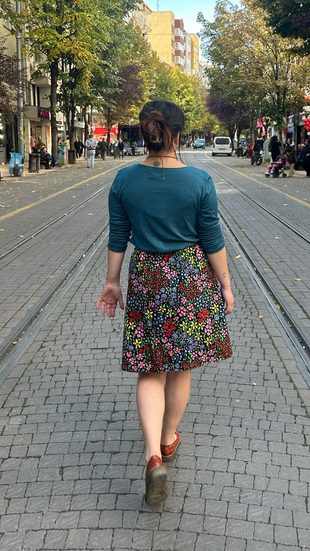 Kedi İşlemeli Tasarım Pazen Etek