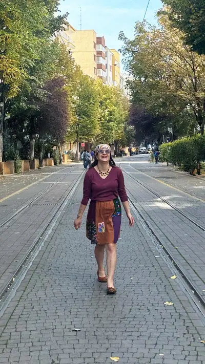 Kedi İşlemeli Tasarım Pazen Etek