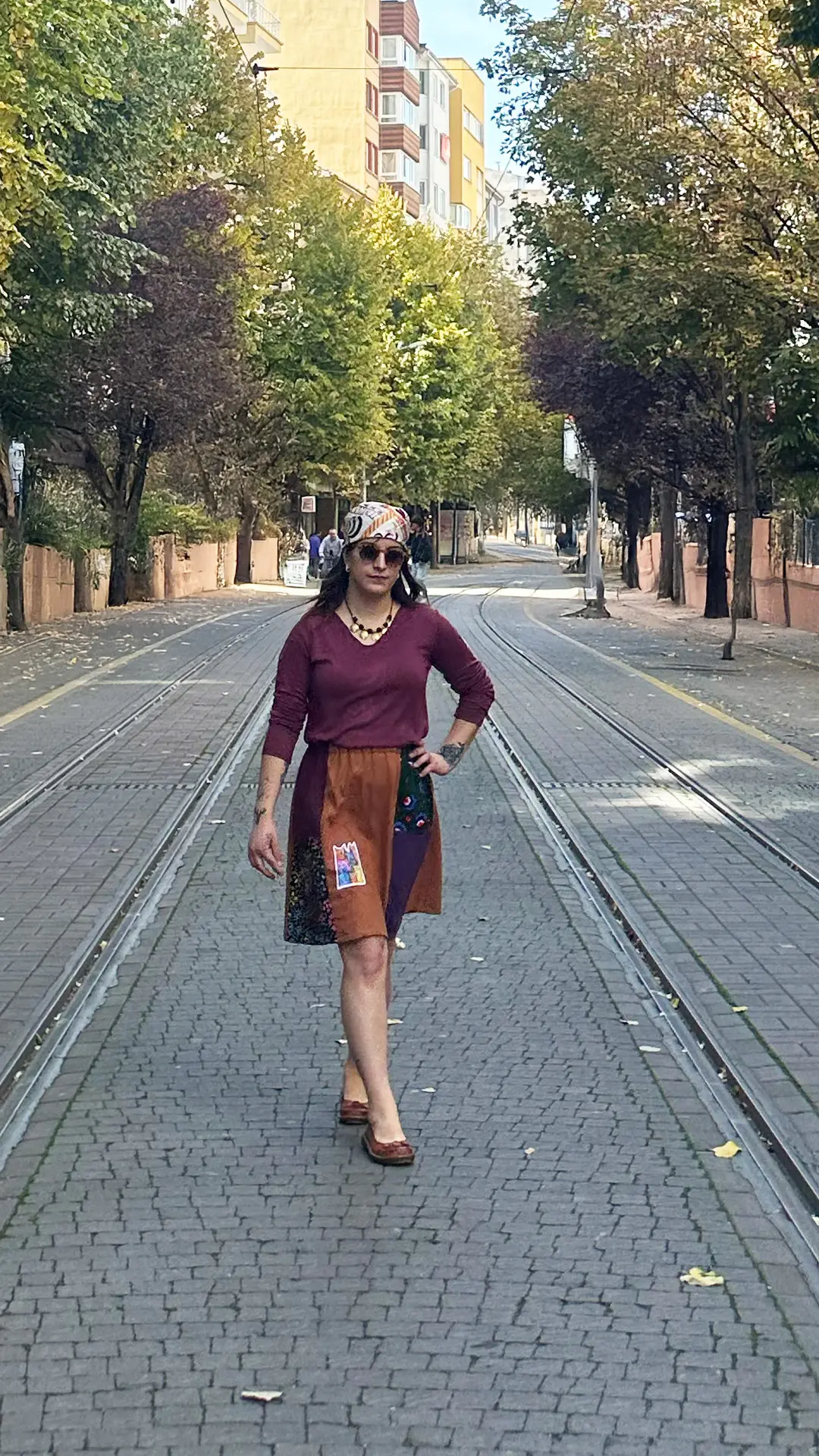 Kedi İşlemeli Tasarım Pazen Etek